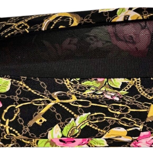 Betsey Johnson Secret Garden Top Roses Gold Rings Hearts - Black/Pink - L - Picture 9 of 10